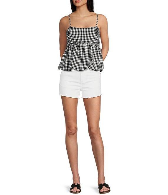 Moa Moa Sleeveless Gingham Printed Bubble-Hem Tank Top Product Image