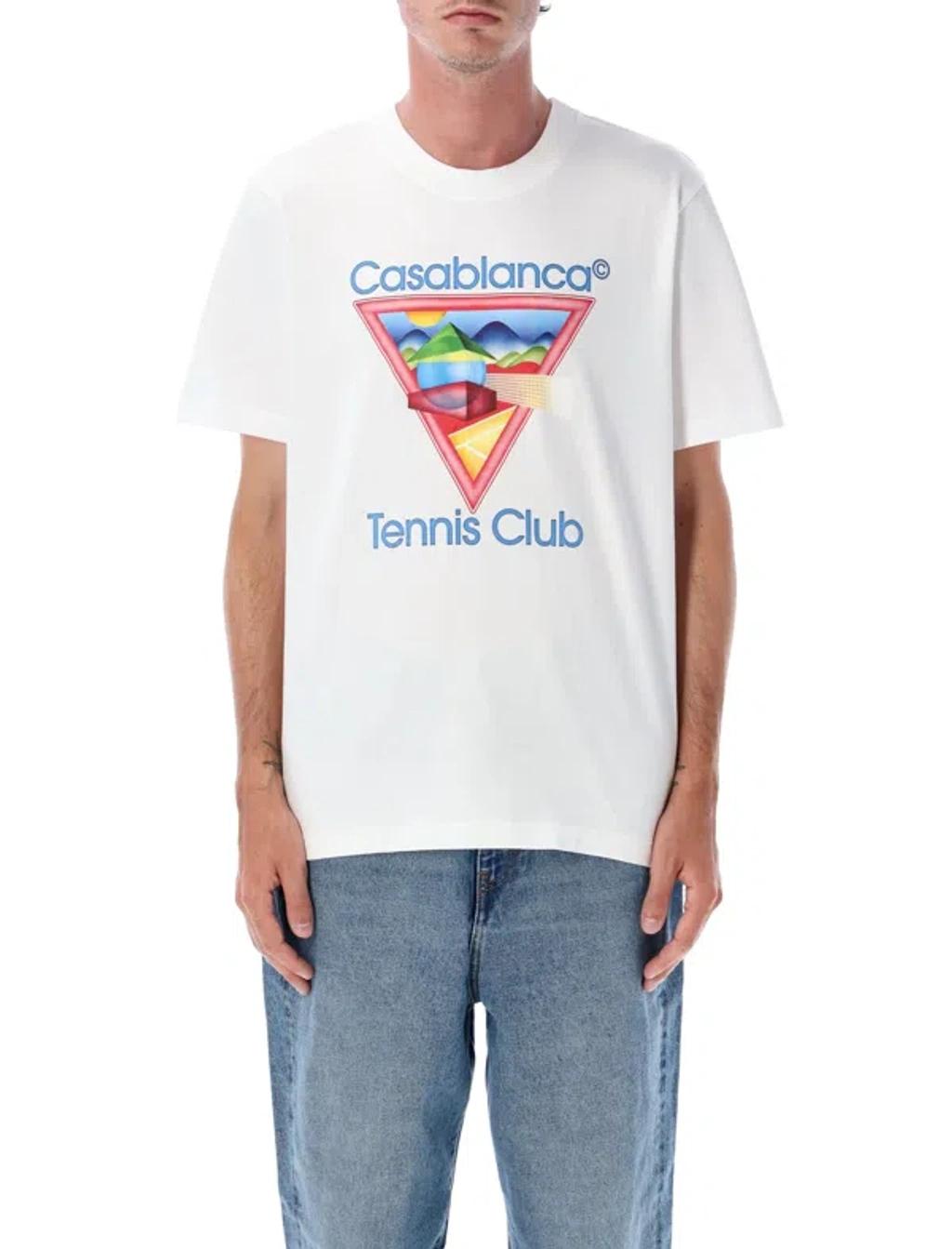 CASABLANCA Cotton Crew Neck T-shirt With Graphic Print In White Product Image
