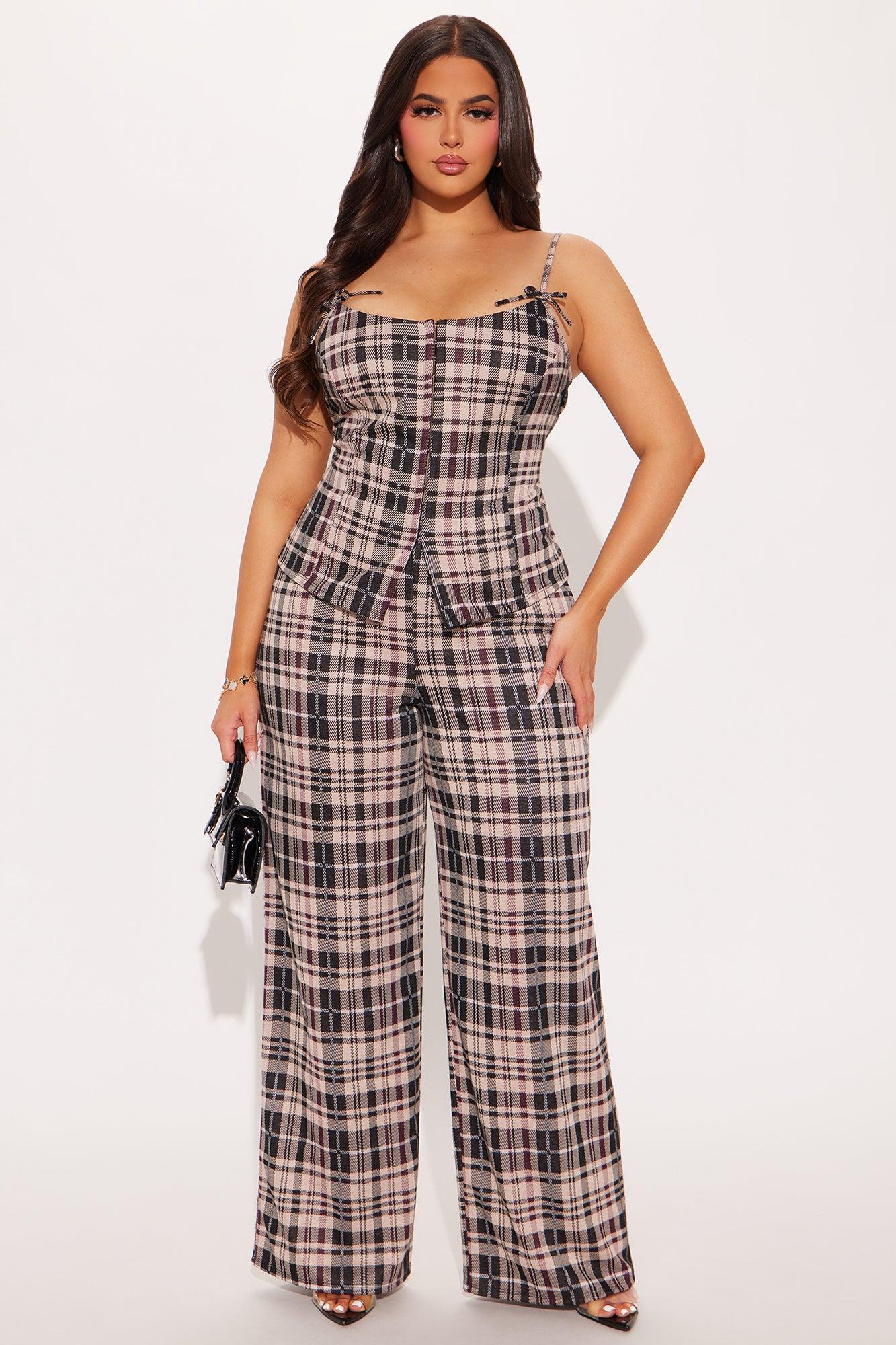 Georgina Plaid Pant Set - Black/combo Product Image