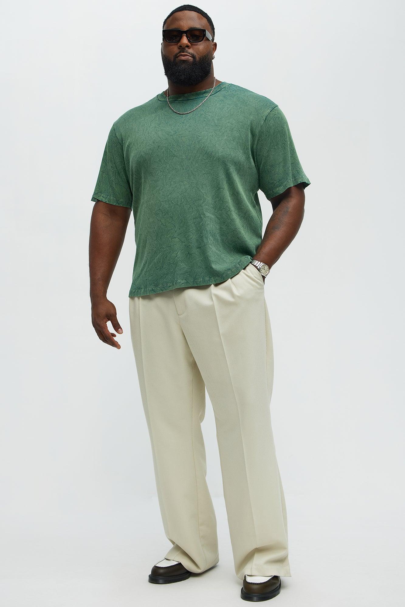 Ribbed Washed Relaxed Short Sleeve Tee - Green Product Image