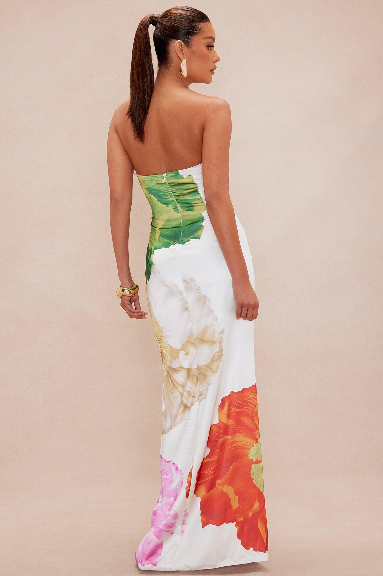 Alana Satin Maxi Dress - White/combo Product Image