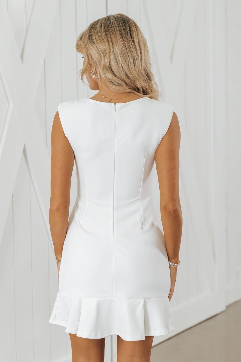 White Sleeveless Pleated Mini Dress - FINAL SALE Product Image