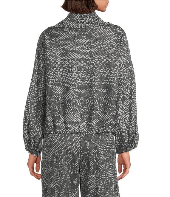 Bryn Walker Coordinating Serpent Print Recycled Knit Cowl Neck Long Sleeve Elastic Trim Giovanna Shirt Product Image