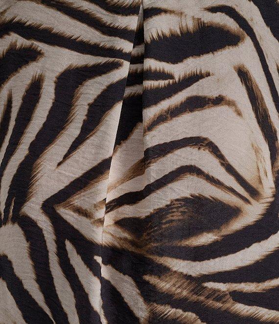 DKNY by Donna Karan Blurred Zebra Print Crew Neck Rolled Puff Sleeve Blouse Product Image