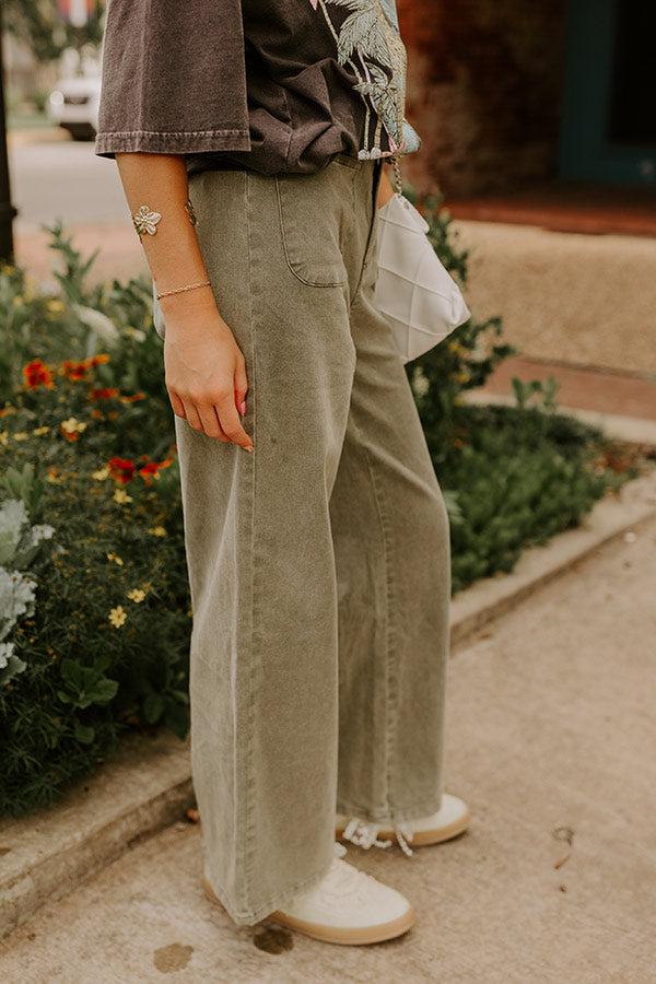The Lana High Waist Wide Leg Jean in Martini Olive Product Image