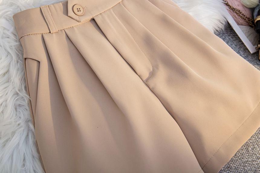High Waist Plain Dress Shorts Product Image