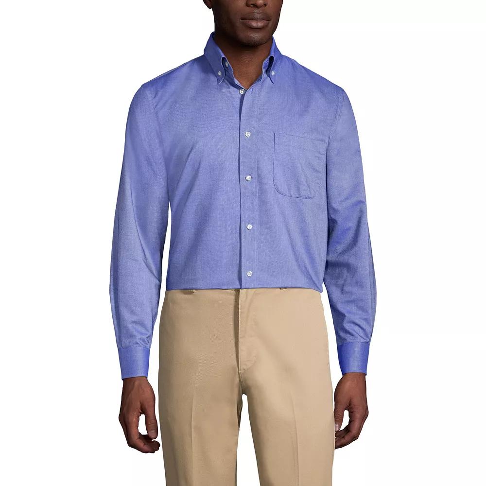 Men's Lands' End School Uniform Long Sleeve Solid Oxford Dress Shirt,  Product Image
