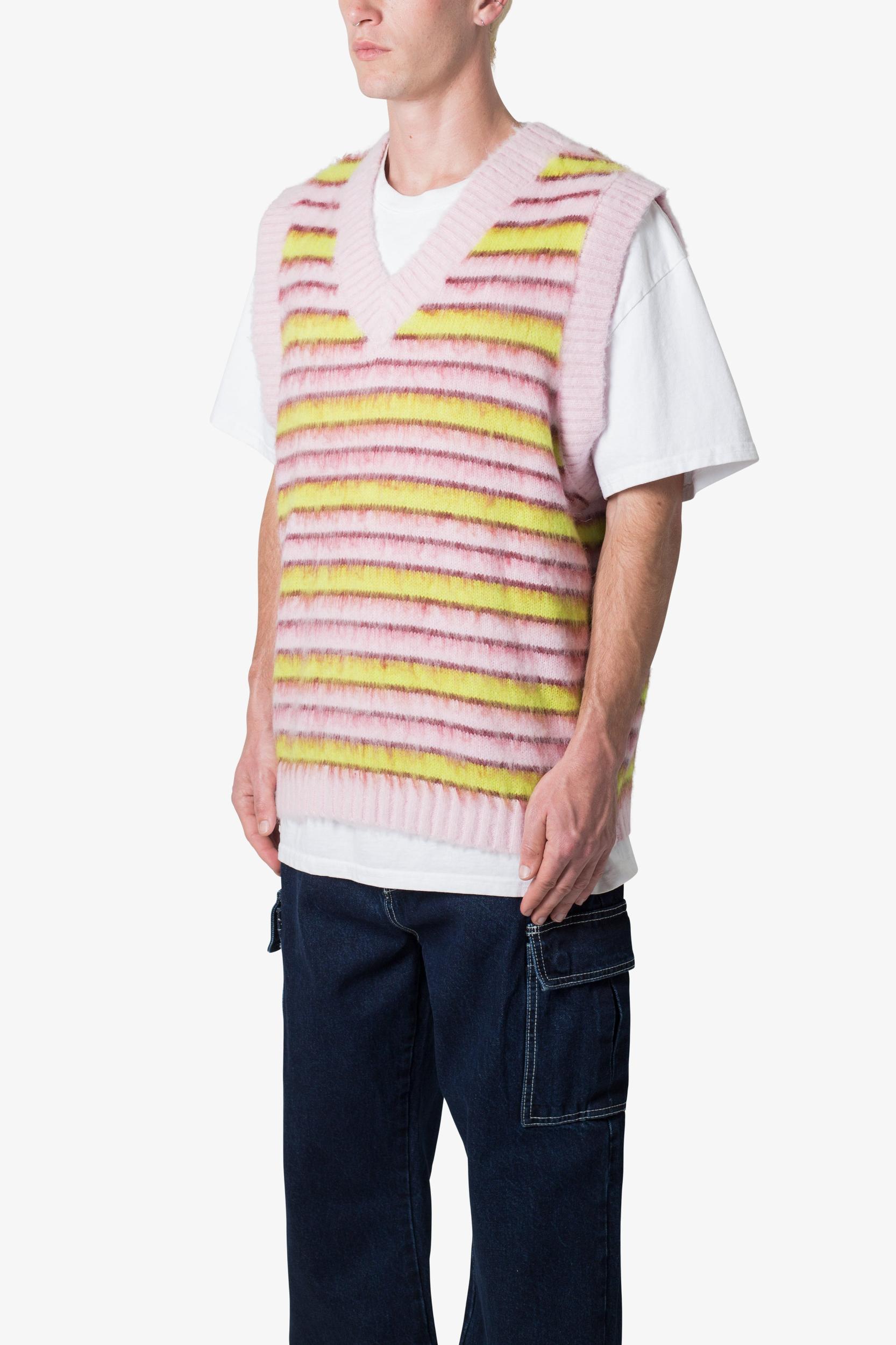 Striped Mohair Sweater Vest - Purple Product Image