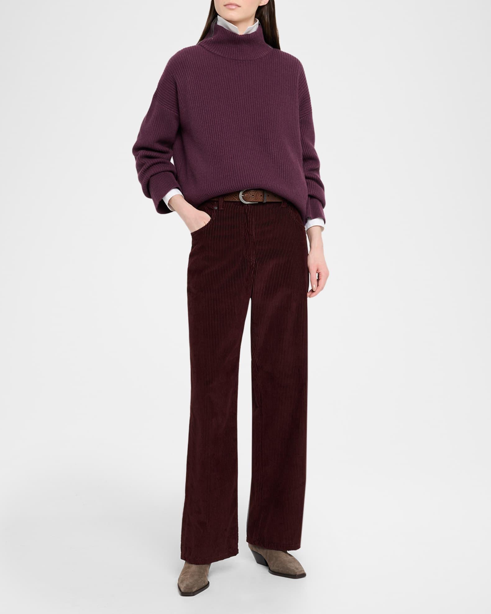 Monili-Trim Turtleneck Cashmere Rib Sweater Product Image