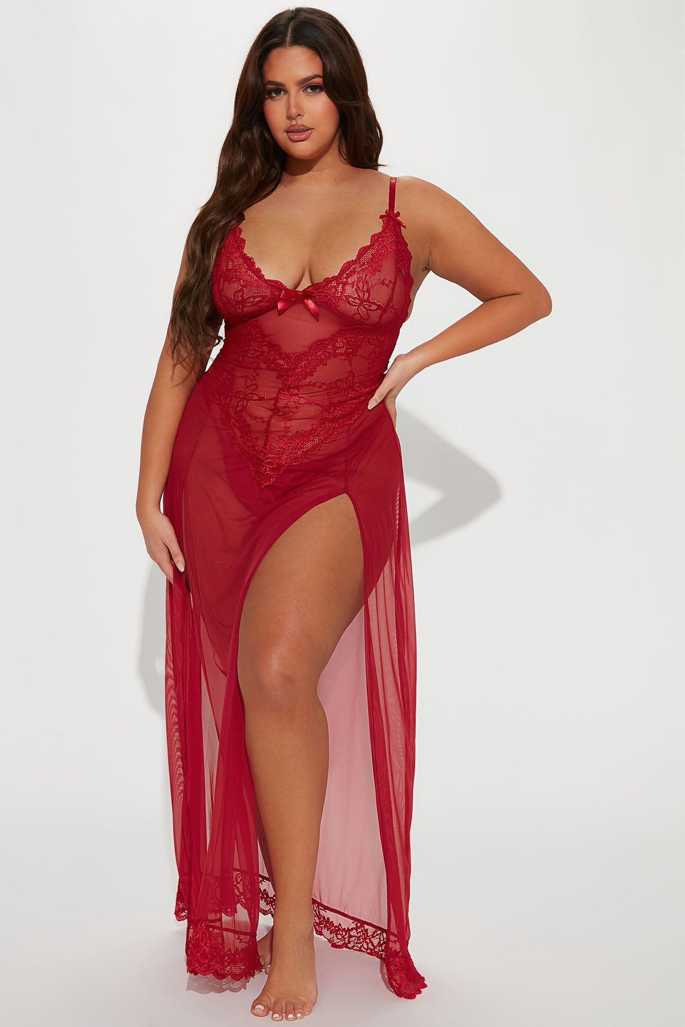Best You Ever Had Lace Sleep Gown - Red Product Image