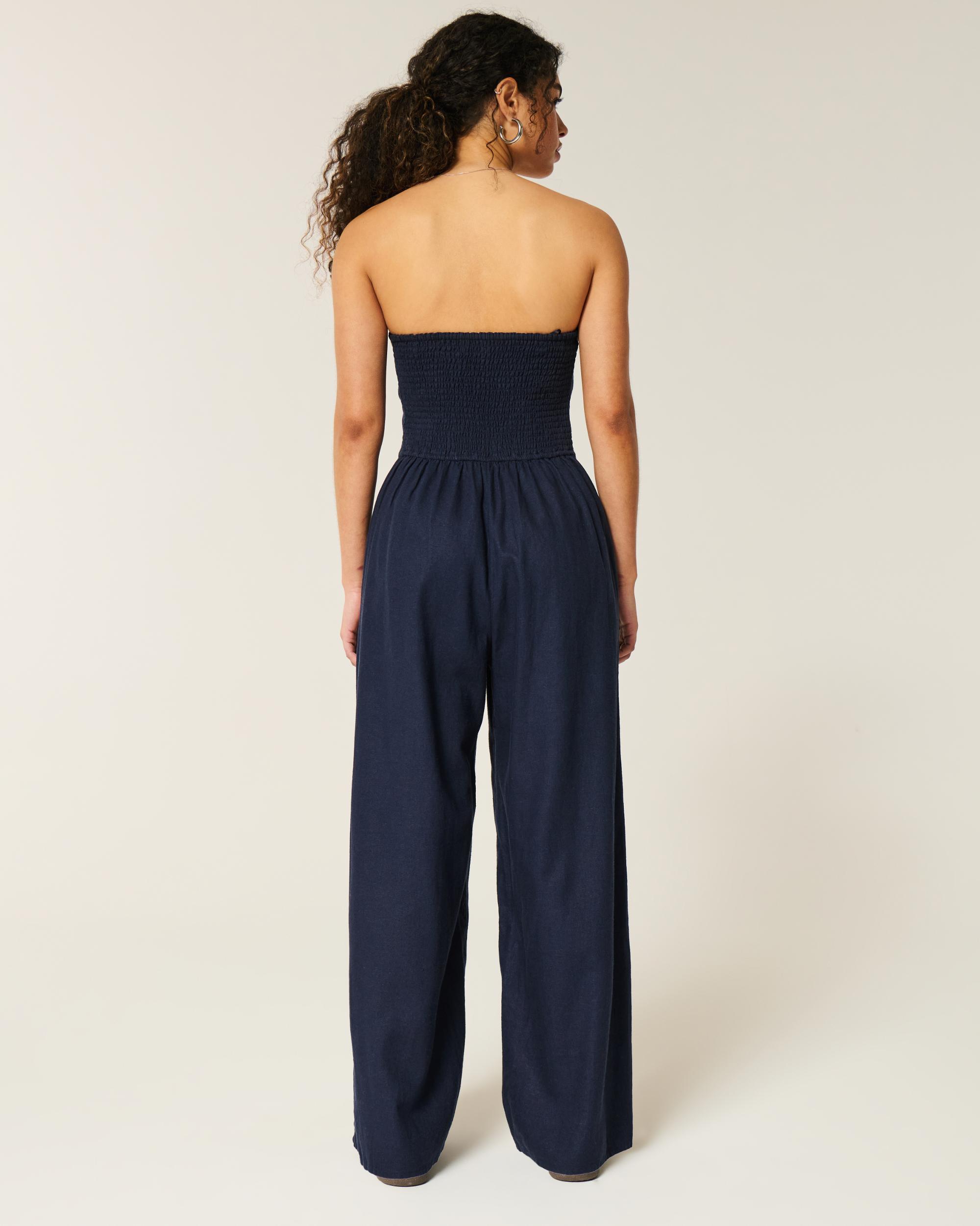 Linen-Blend Strapless Jumpsuit Product Image