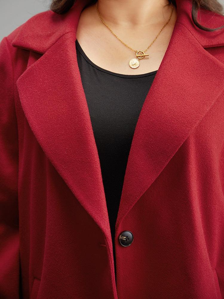 Lapel Collar Pocket Button Up Coat Female Product Image