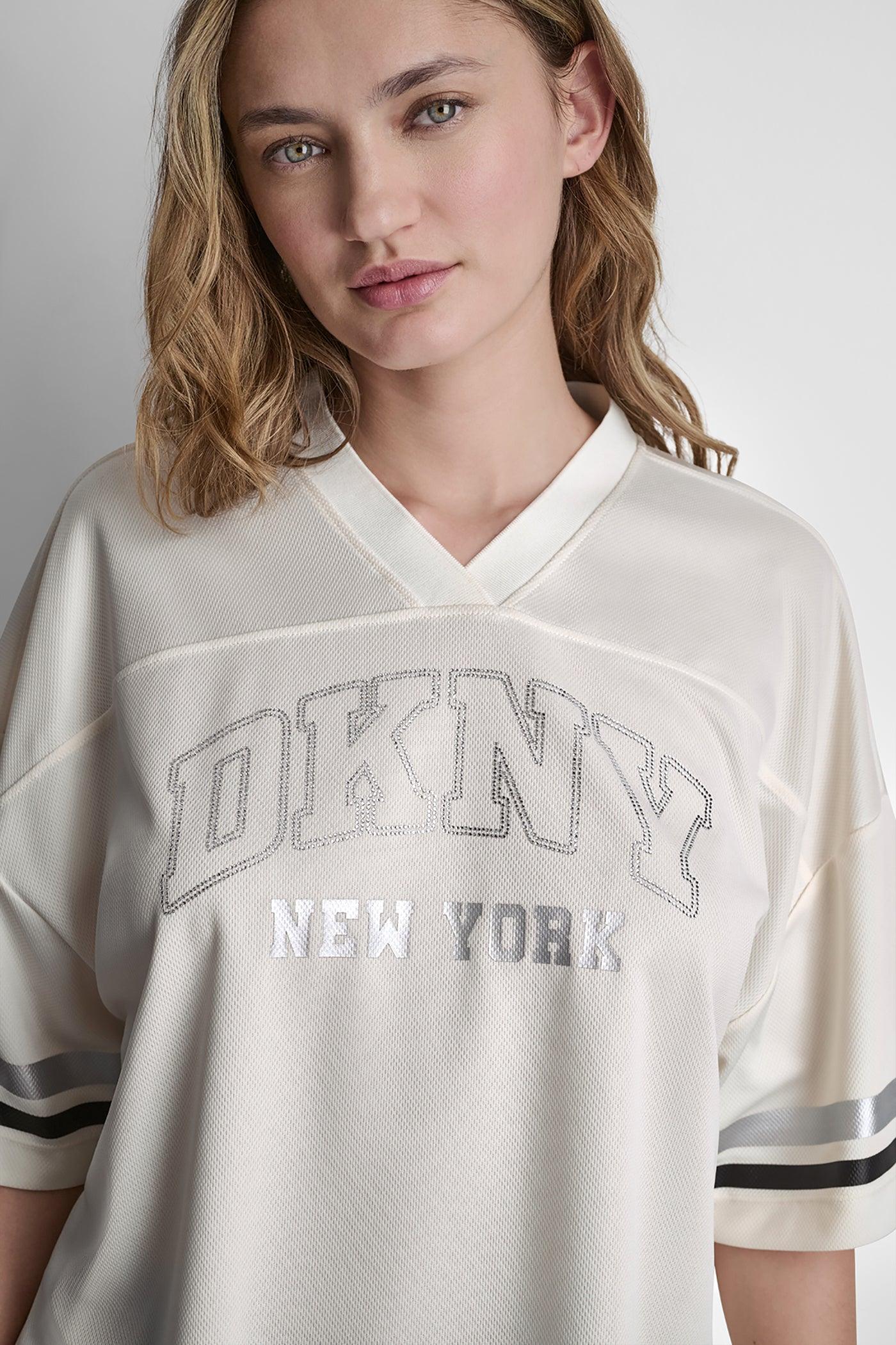 RHINESTONE VARSITY LOGO V-NECK JERSEY Product Image