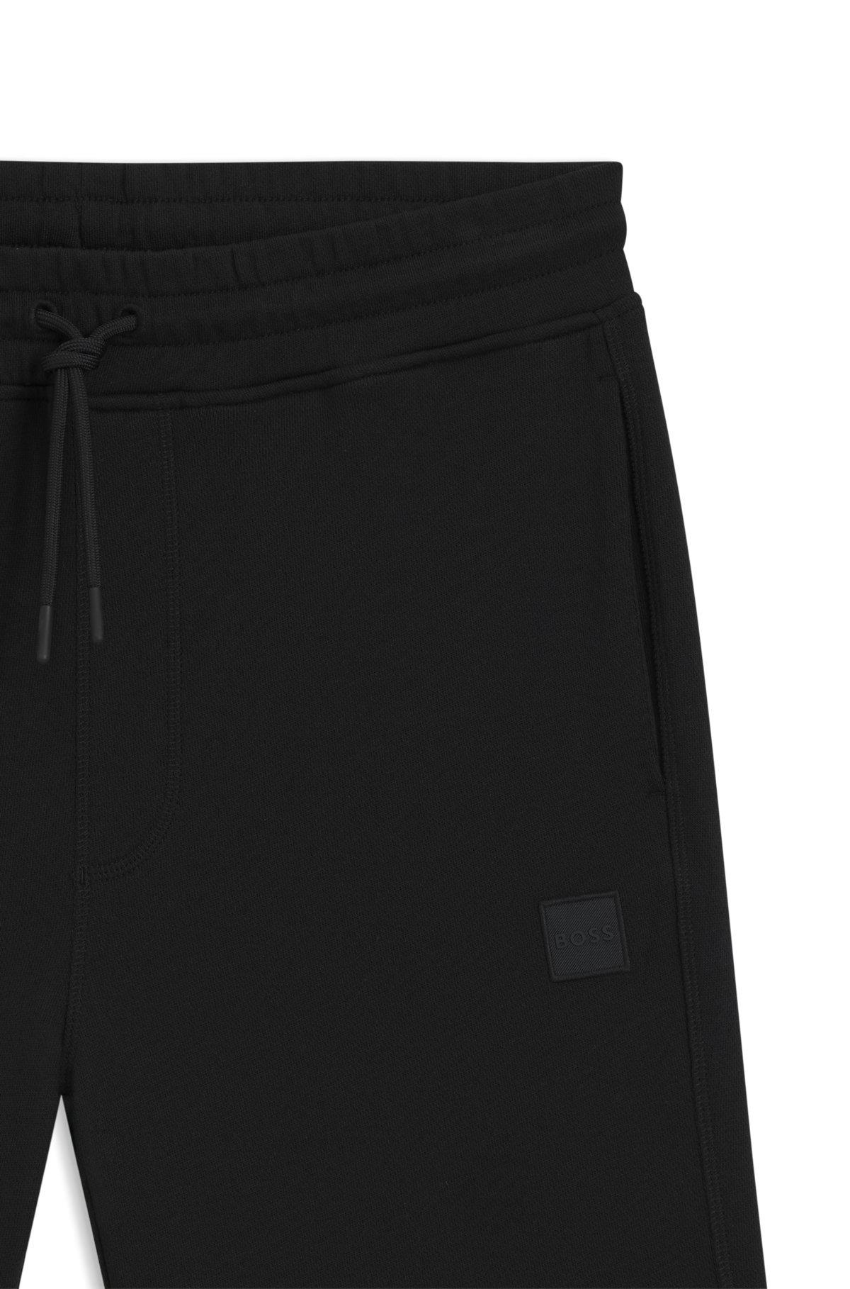BOSS - Cotton-terry regular-fit shorts with logo badge - Black Product Image