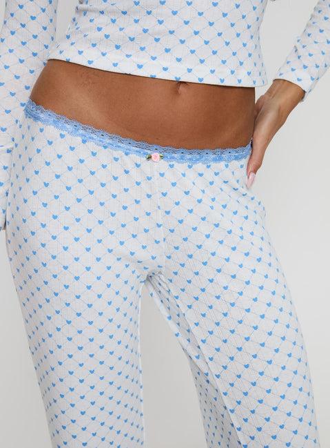 Whimsie Pointelle Sleep Pants Blue / White Product Image