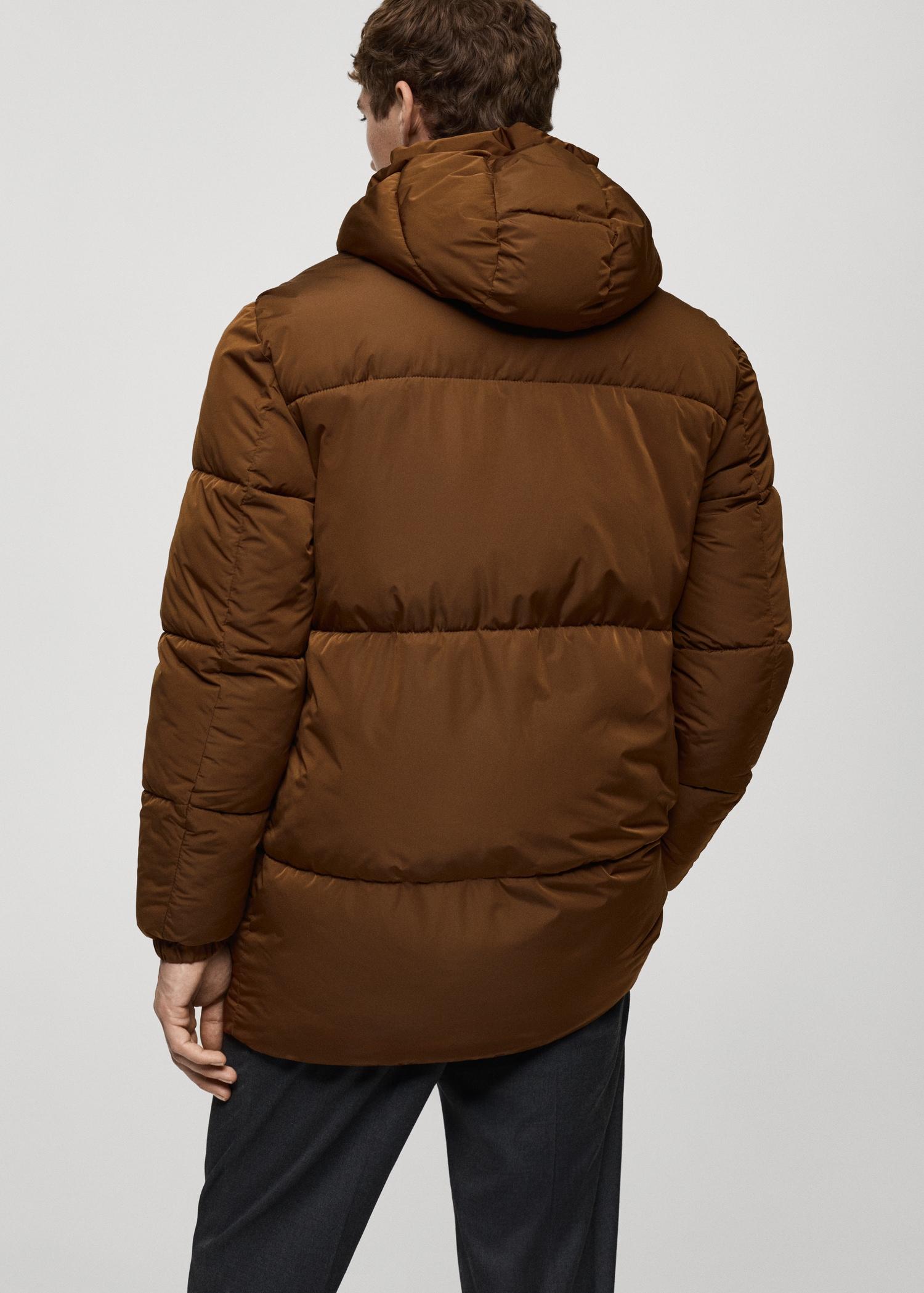 Water-repellent hooded quilted anorak - Men | MANGO USA Product Image