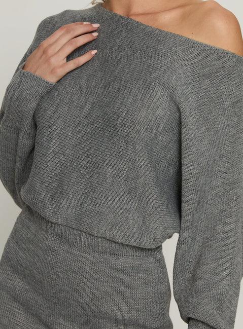 Bellamie Long Sleeve Mini Dress Grey Product Image