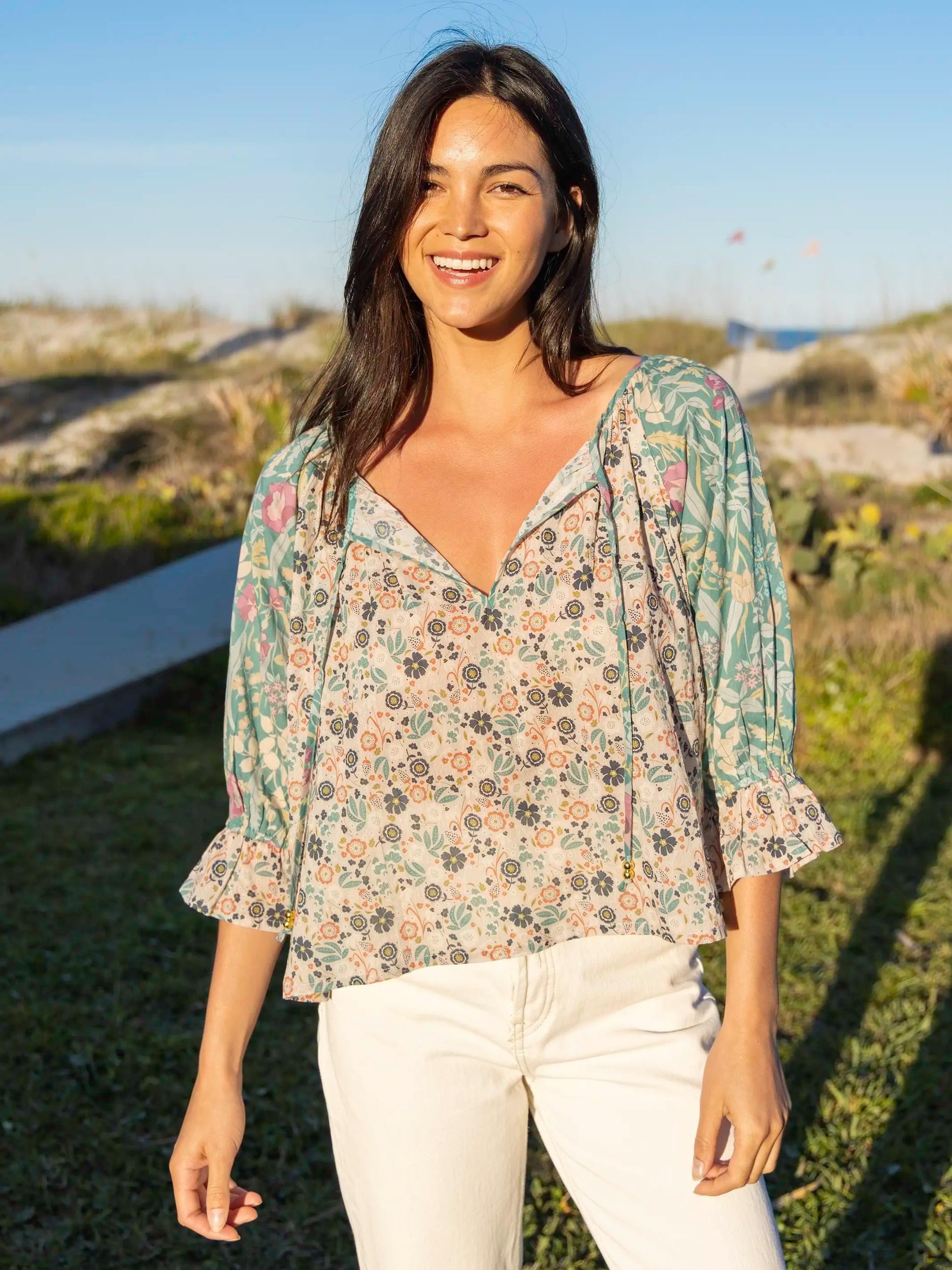 Magnolia Top - Seafoam Cotton Product Image