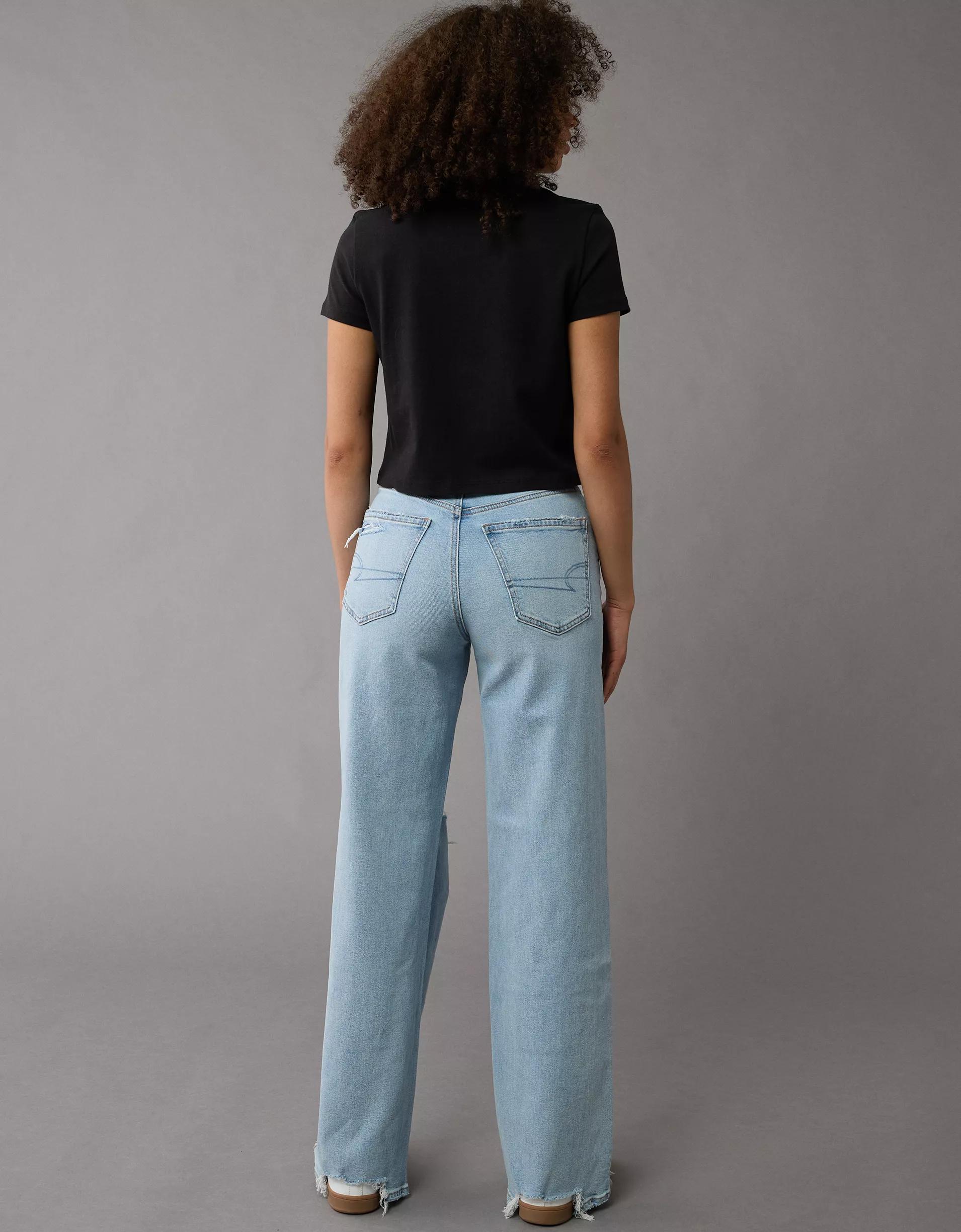 AE Strigid Curvy Ripped Super High-Waisted Baggy Straight Jean Product Image