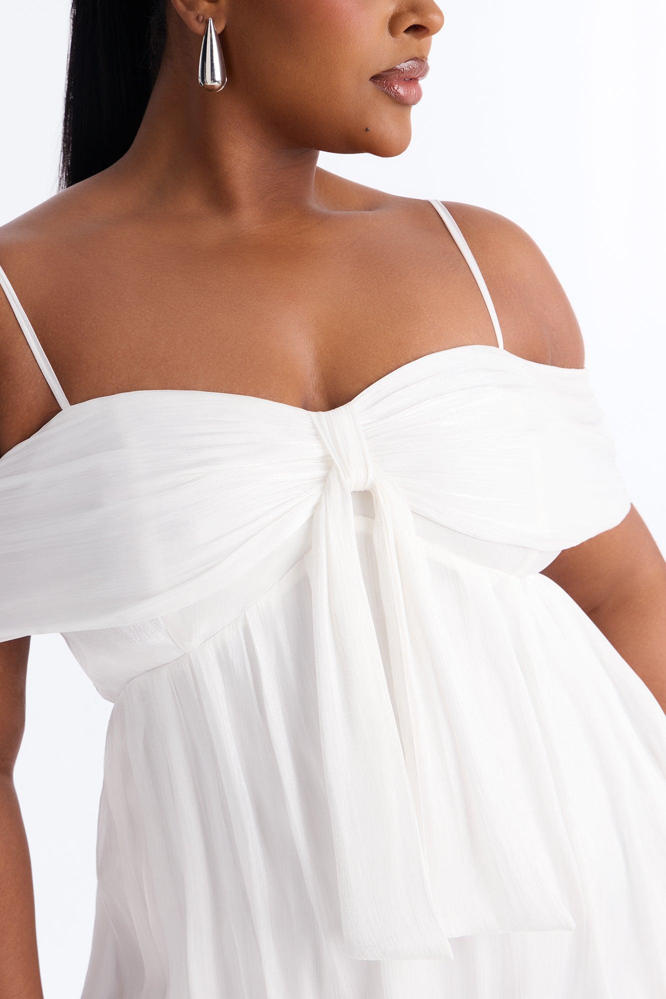 Timeless Pleated Organza Mini Dress - White Female Product Image