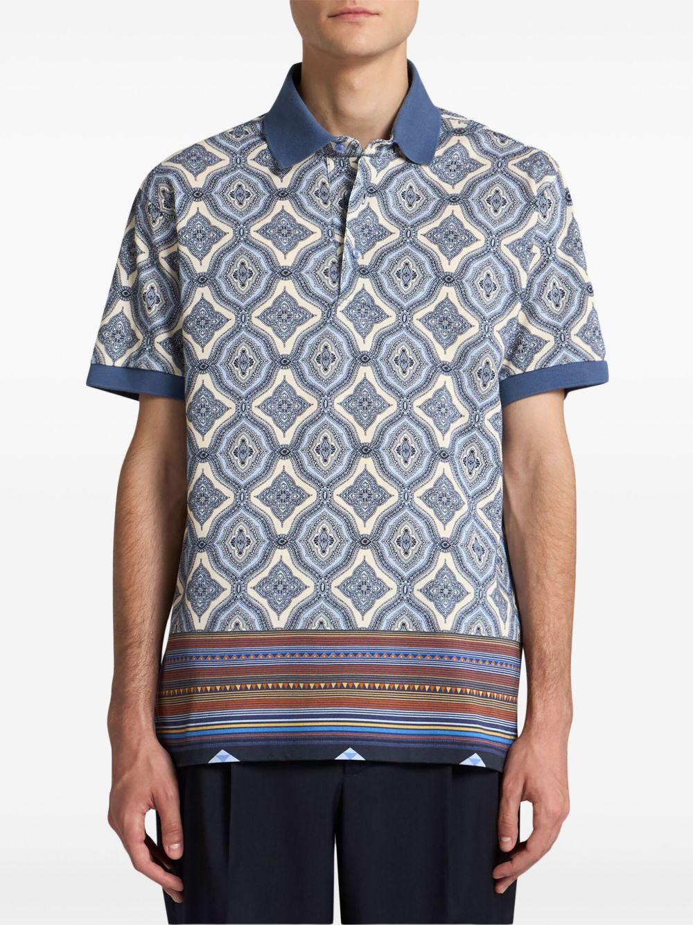 geometric-print polo shirt Product Image