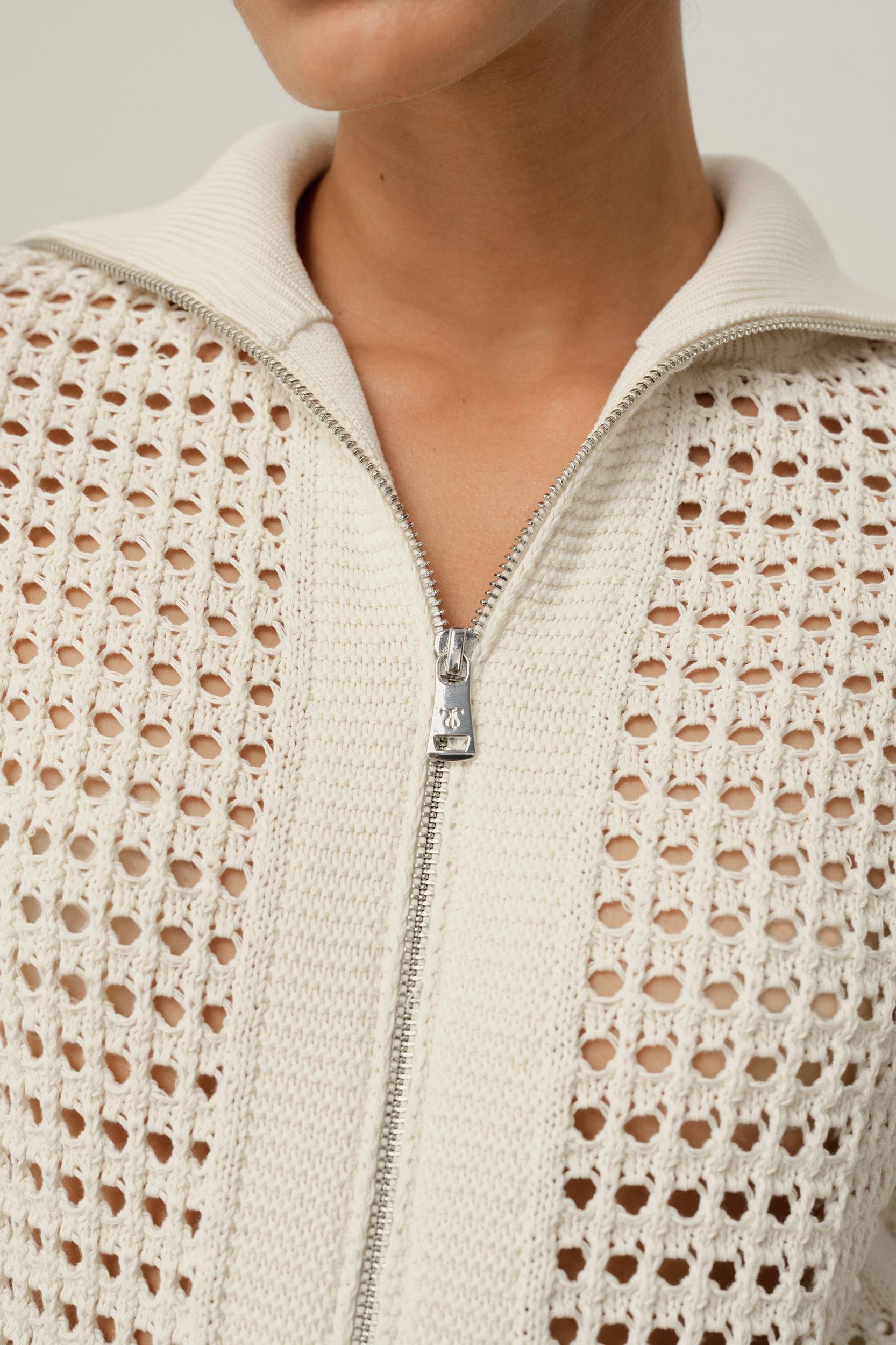 Toscana Pointelle Knit Double-Zip Cardigan Product Image