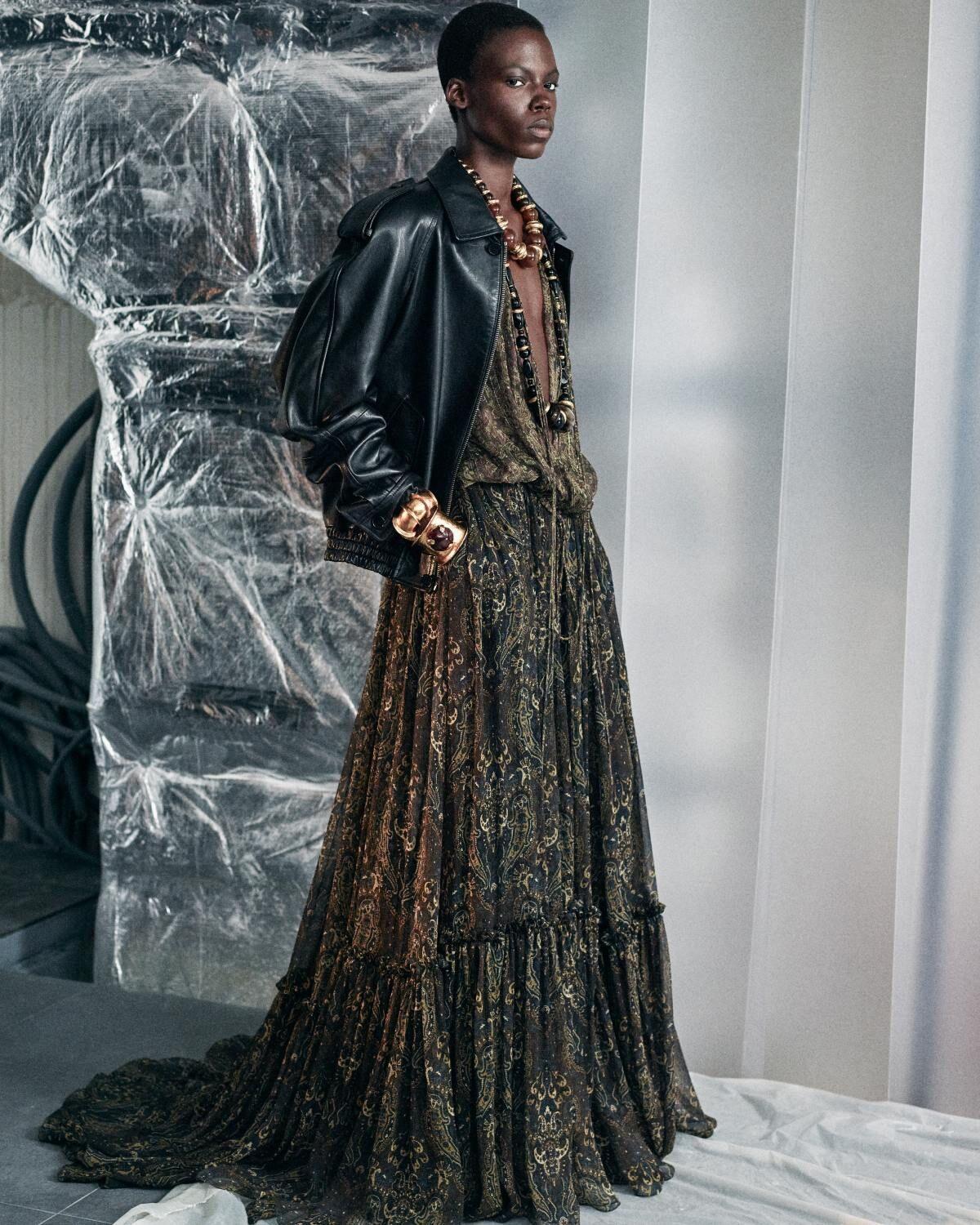 oversized necklace in gemstones, resin, and metal Product Image