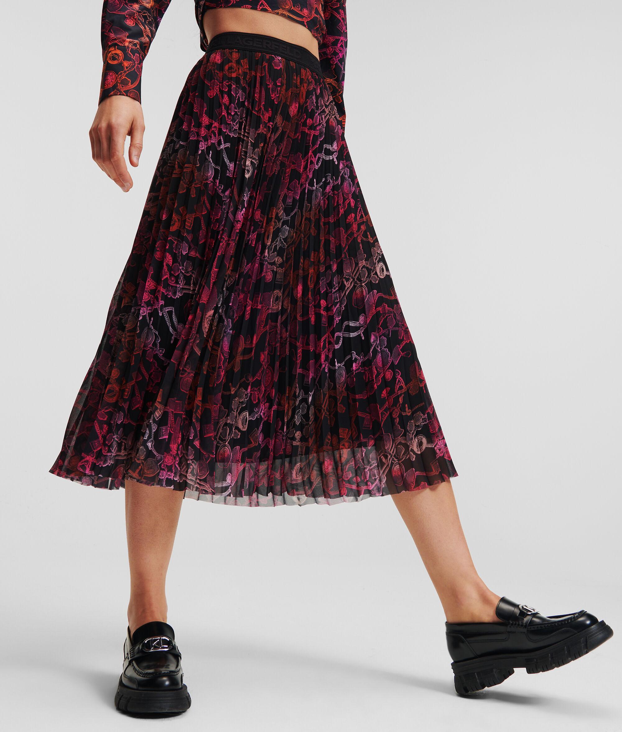 PLEATED CHAIN PRINT SKIRT Product Image