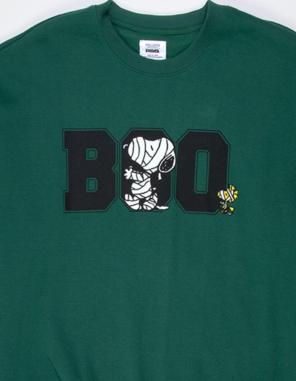 RSQ x Peanuts Boo Mens Oversized Crewneck Sweatshirt - GREEN Product Image