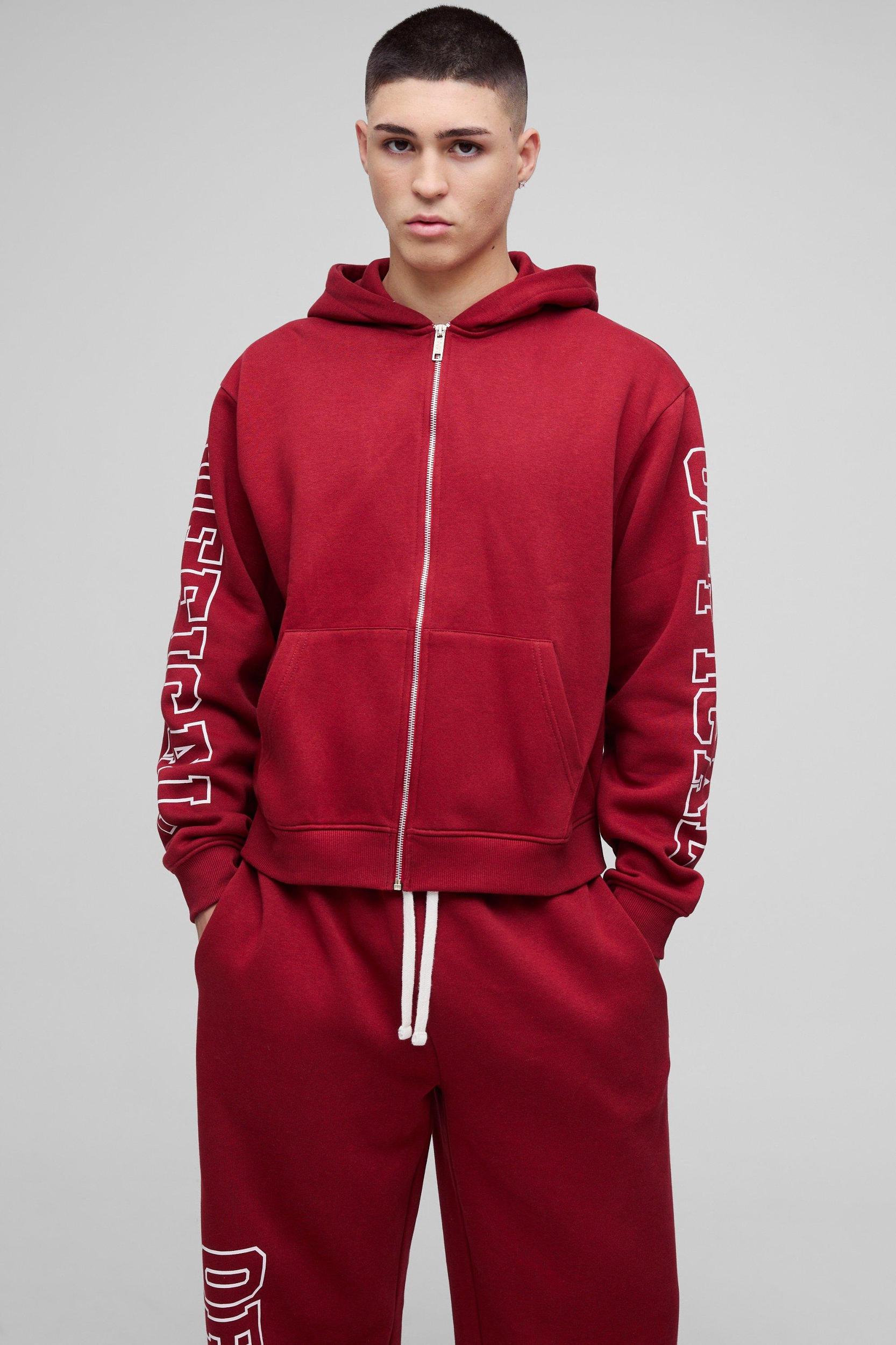 Oversized Boxy Official Zip Through Hooded Tracksuit | boohooMAN USA Product Image