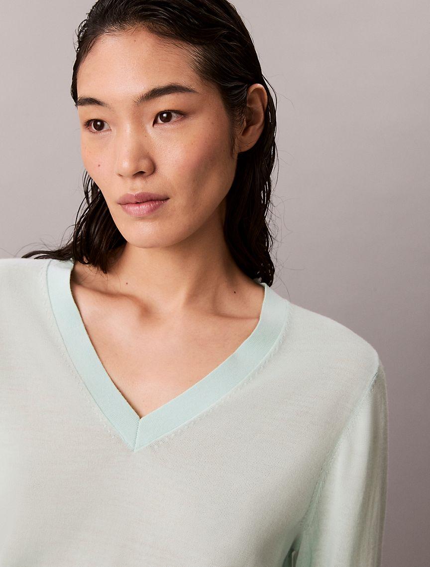 Merino Wool V-Neck Sweater Product Image