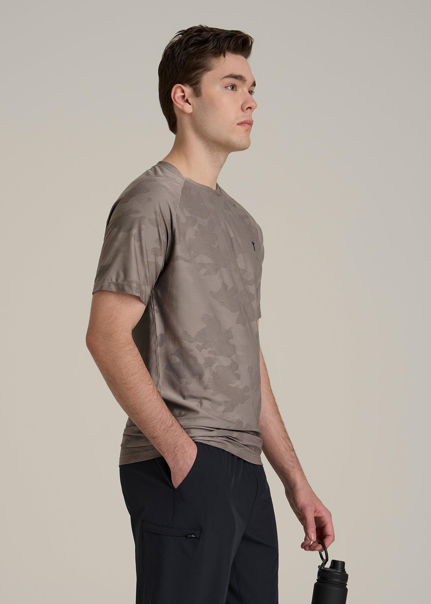 Jacquard Training T-Shirt for Tall Men in Portobello Male Product Image