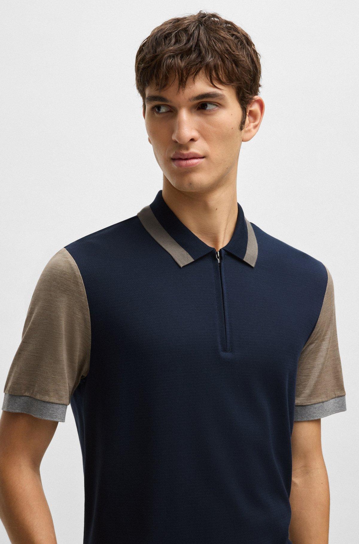 Cotton-silk polo shirt with contrast details Product Image