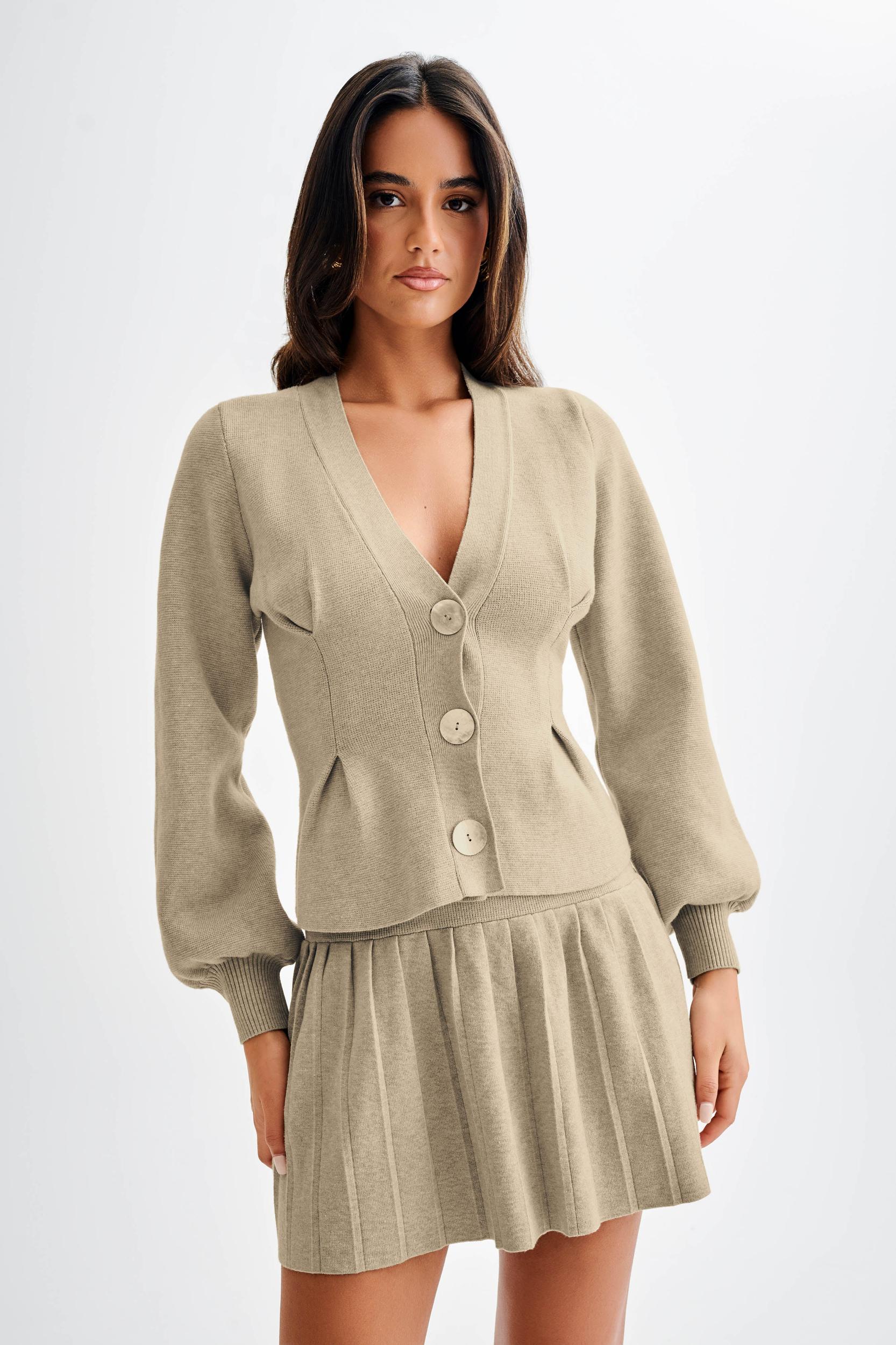 Beverly Knit Pleated Mini Skirt - Oak Product Image