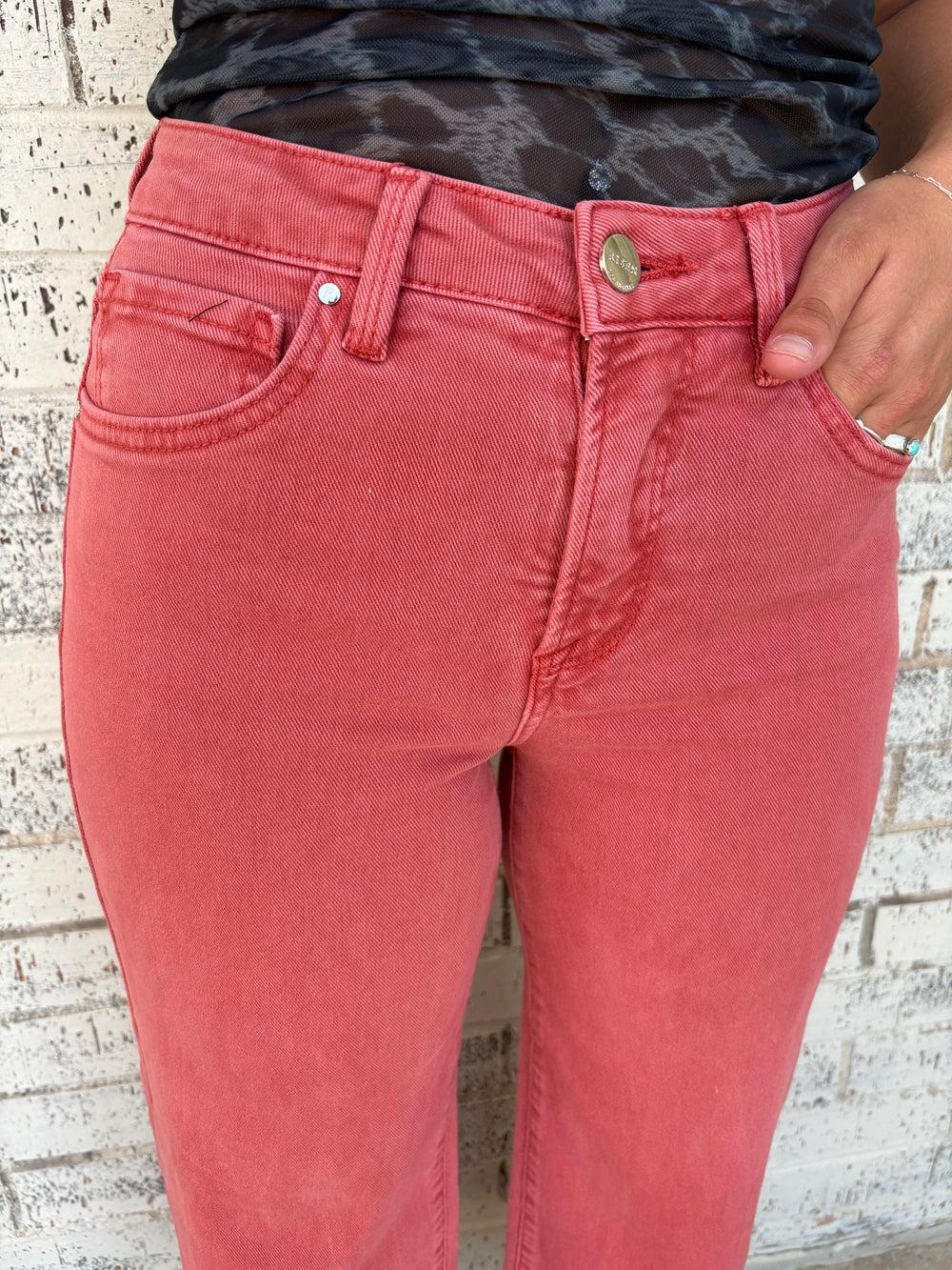 Risen Tummy Control Rise Crop Wide Pants-2 Colors Product Image