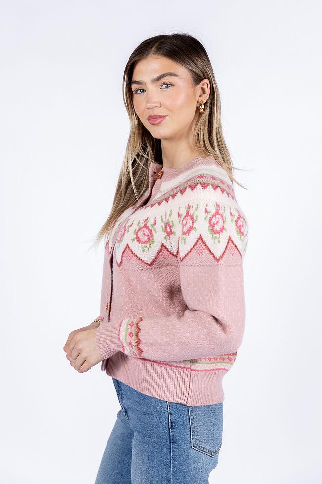 Sunny Meadow Pink Floral Fair Isle Cardigan FINAL SALE Product Image