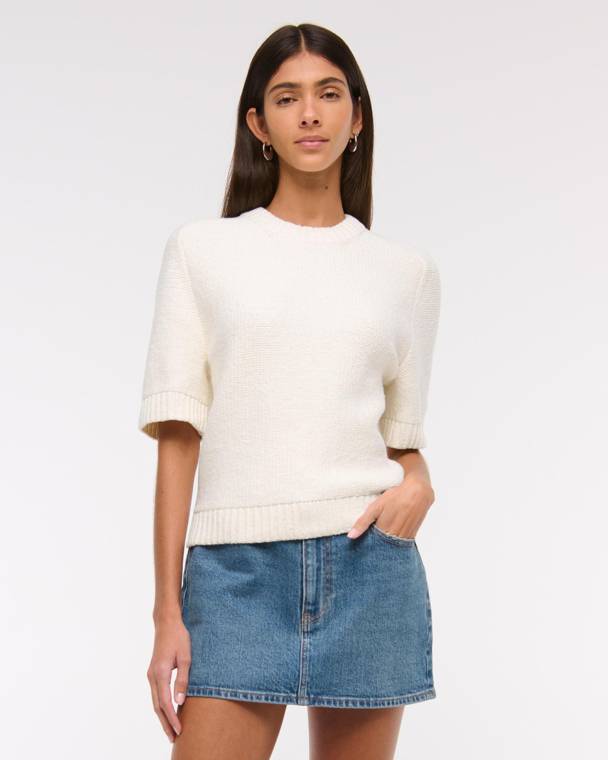 The A&F Madeline Textural Crew Sweater Tee Product Image
