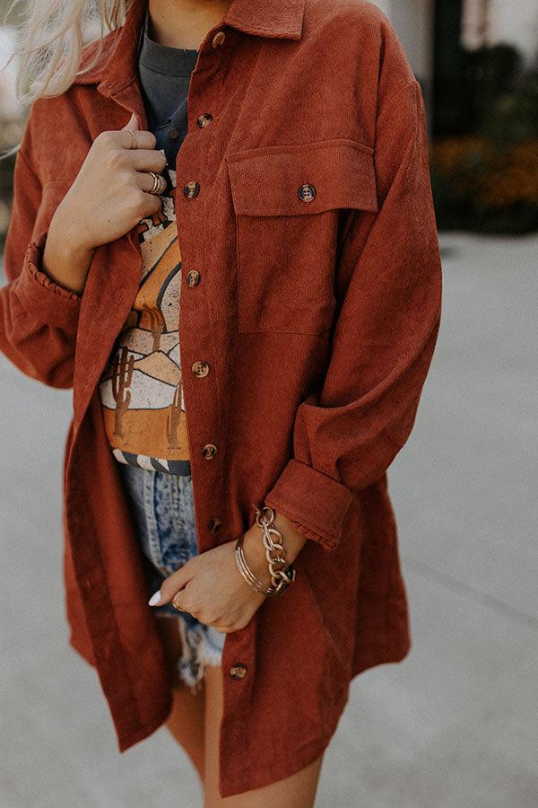 Lattes At The Lodge Corduroy Dress In Rust Product Image