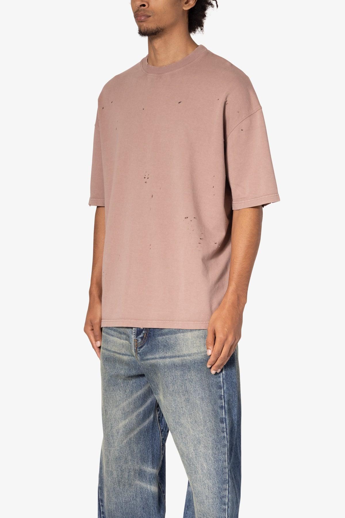 Heavy Distressed Tee - Mauve Product Image
