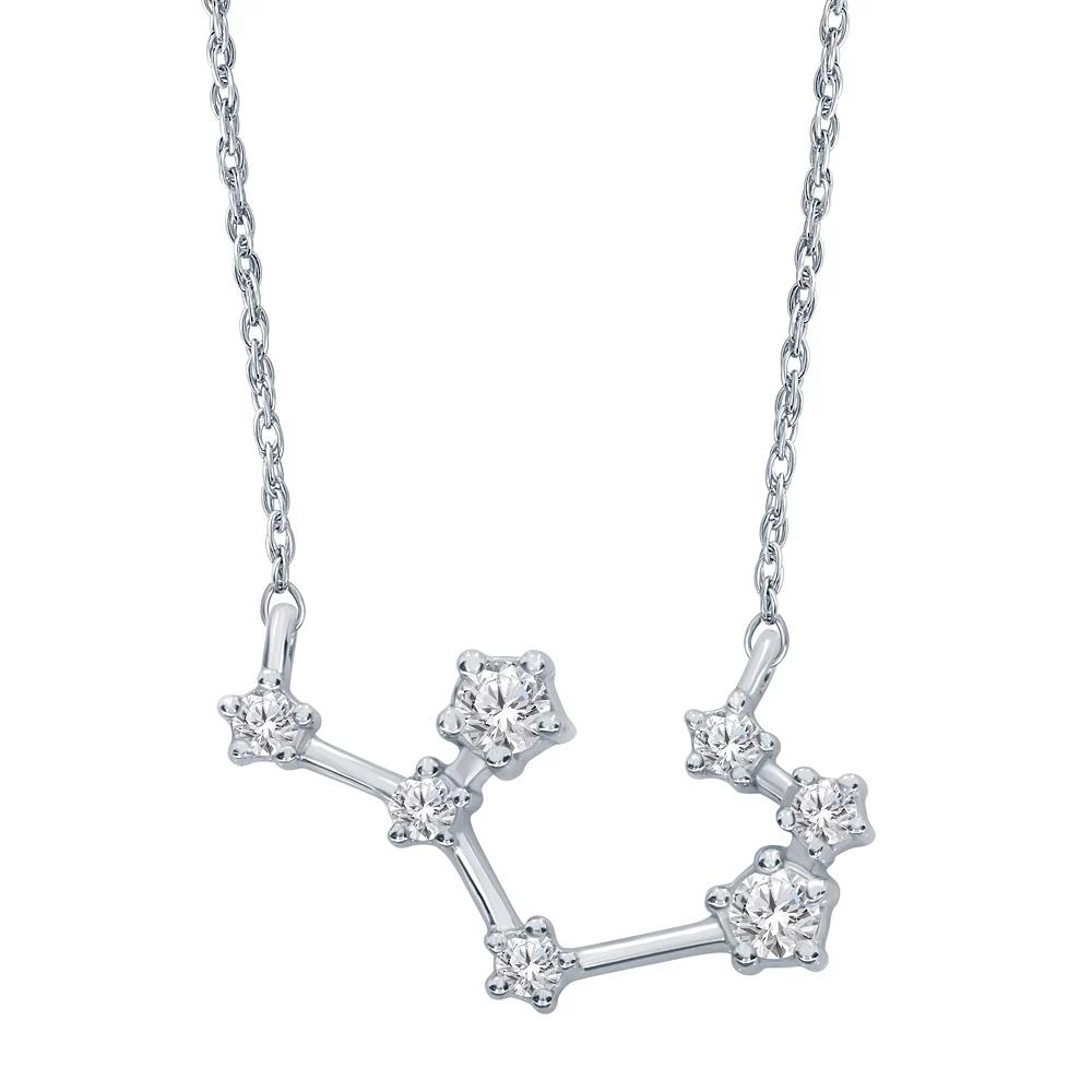 Sterling Silver 1/5 Carat T.W. Diamond Constellation Necklace, Women's, Size: 18", Scorpio Product Image