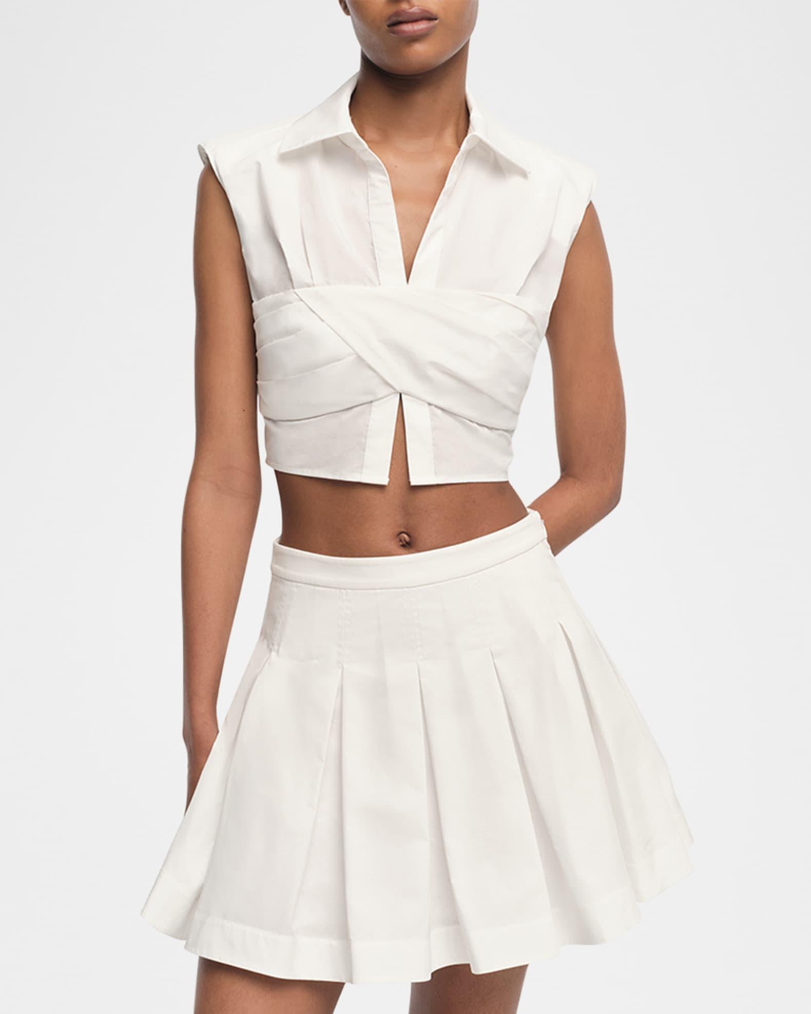 Emie Cropped Box-Sleeve Cotton Poplin Top Product Image