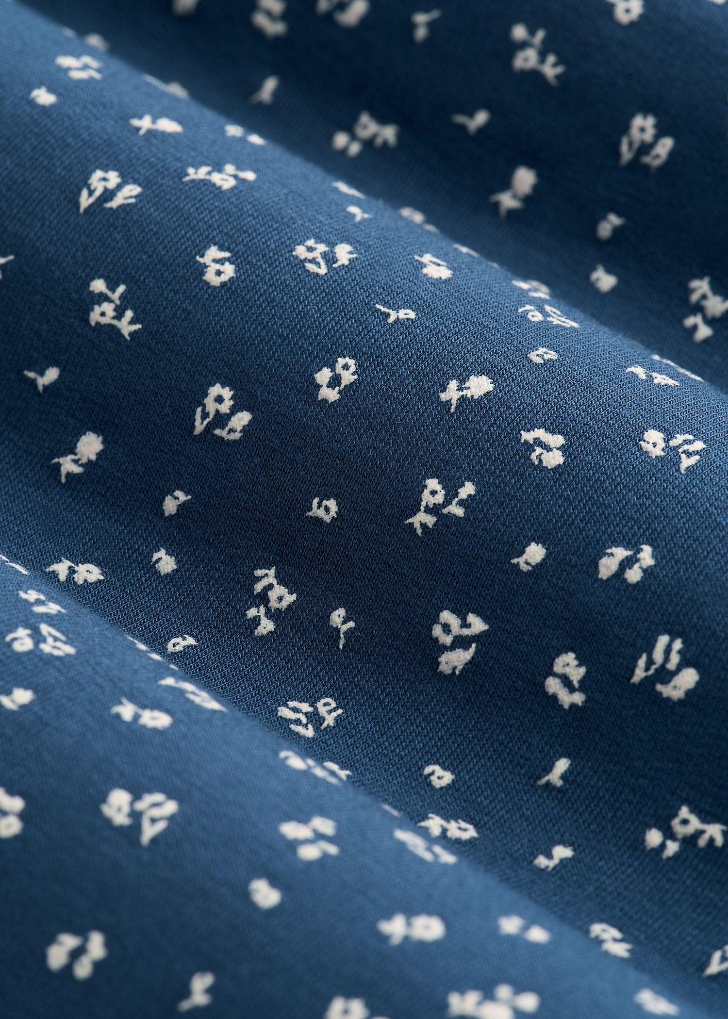 Wide Leg Women's Tall Pajama Pants in Blue Ditsy Floral Print Product Image