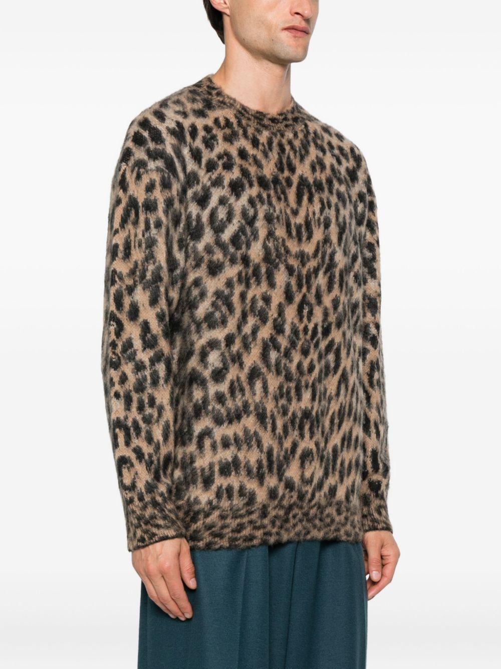 leopard-print crew-neck sweater Product Image