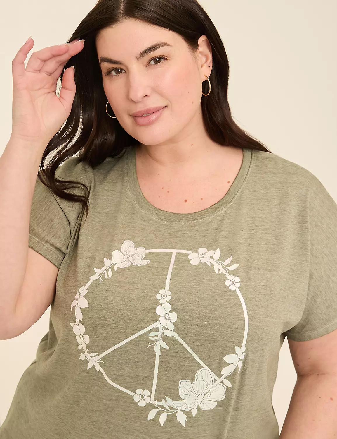 Flower Peace Scoop-Neck Graphic Tee Product Image