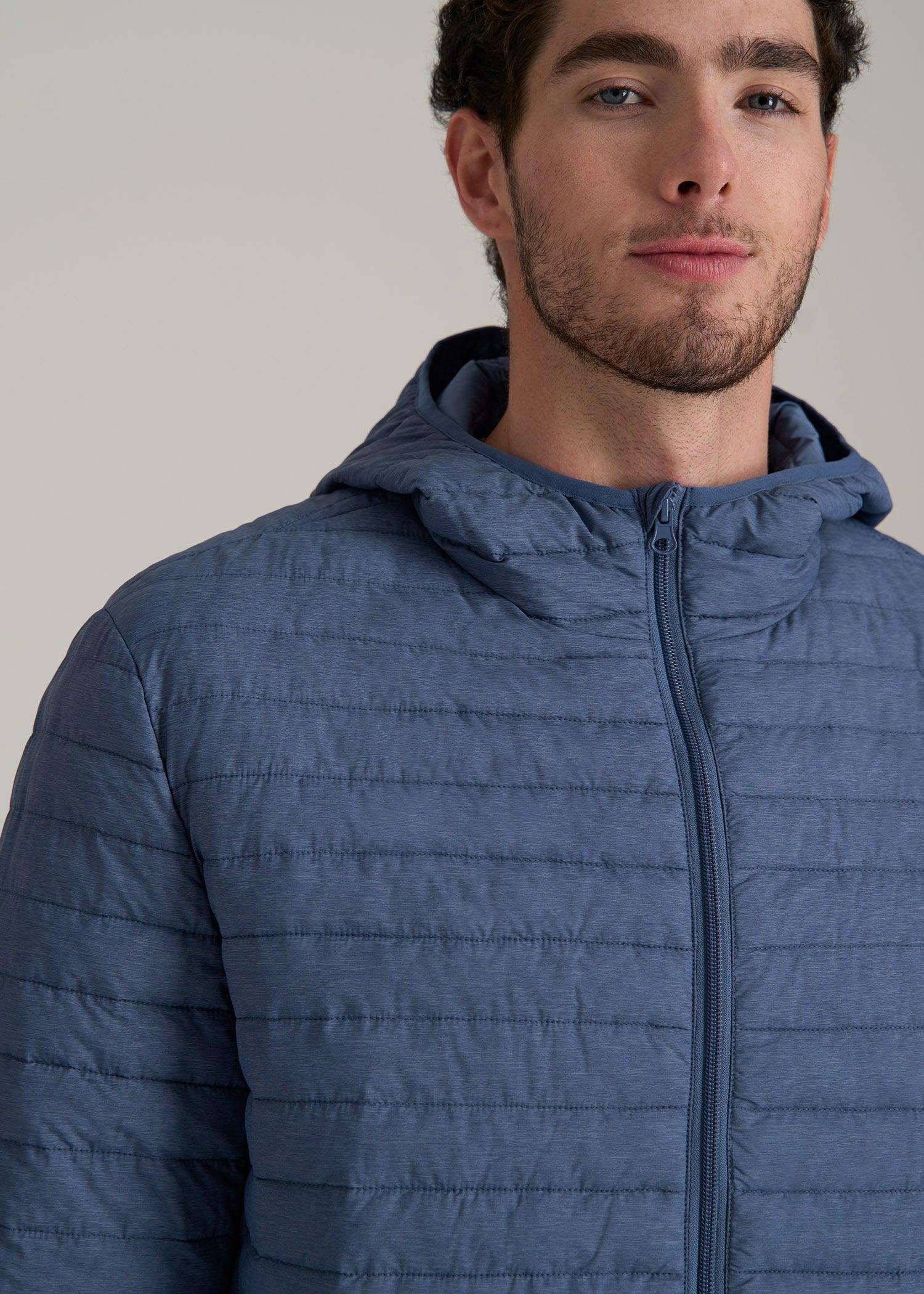 Packable Puffer Jacket for Tall Men in Steel Blue Male Product Image