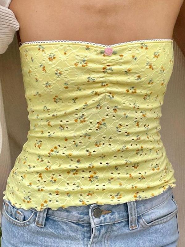 Cut-Out Ruffled Peplum Bandeau Top Product Image