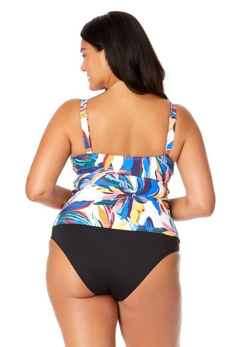 Anne Cole Plus Women's Plus Riviera Floral Hidden Underwire Drape Front Tankini Swim Top at Nordstrom, Size 18W Product Image