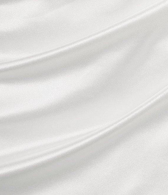 Honey and Rosie Sateen Strapless Pleated Twist Front Illusion Midriff Corset Inspired Dress Product Image
