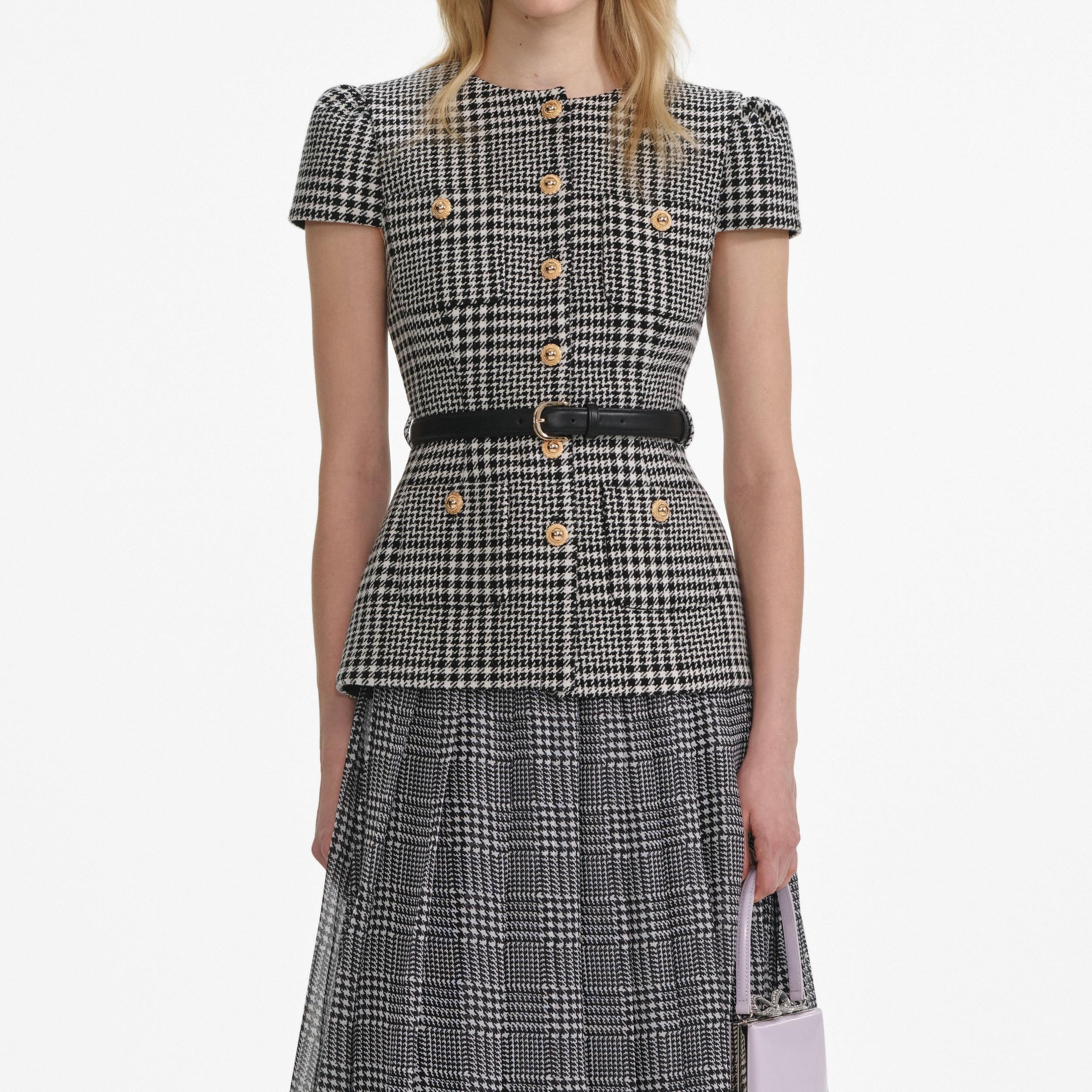Houndstooth Tailored Midi Dress Product Image