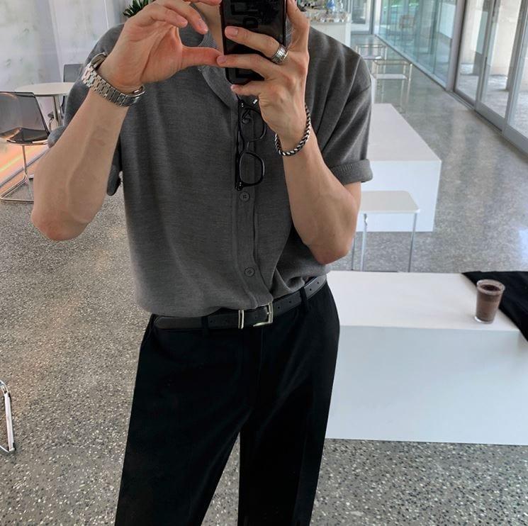 RT No. 4406 HALF SLEEVE BUTTON-UP CARDIGAN Product Image